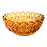 Rare Vintage Amber Honey Glass Fruit Bowl / Italy / 1950s