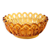 Rare bol à fruits en verre ambre vintage / Italie / années 1950