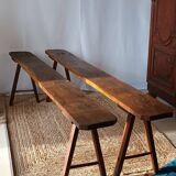 Pair of old oak country benches