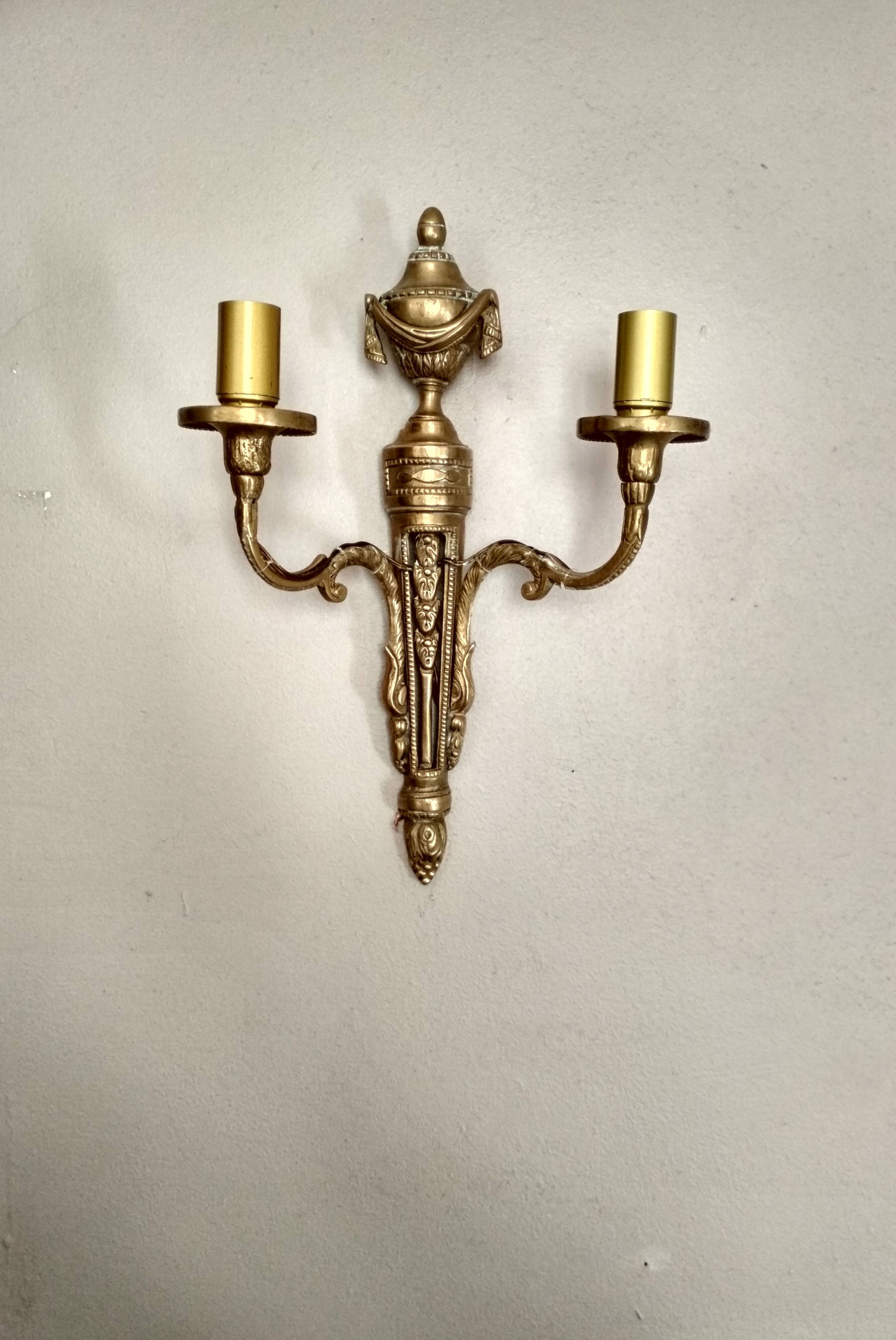 Old Wall Sconce bronze two torches style Napoleon III