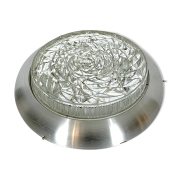 Stilux Milano, taille XXL Mid-Century aluminium et plafonnier en verre ou applique