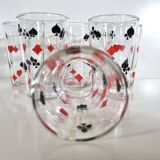 Vintage 6 Verres trumblers Jeu de cartes