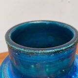 Italian blue ceramic vase Rimini by Aldo Londi for Bitossi, 1960s.