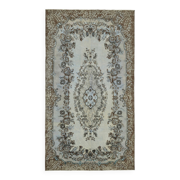 Overdyed Wool Vintage Handmade Carved Rug 169 cm x 288 cm