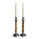 A Pair Of Vintage Mid Century Modern Metal With Faux Bone Candle Holde