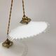 Pair of white opaline suspensions with serrated edges