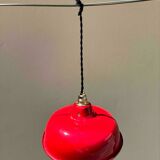 Industrial suspension in enamelled sheet metal, red and white bowl