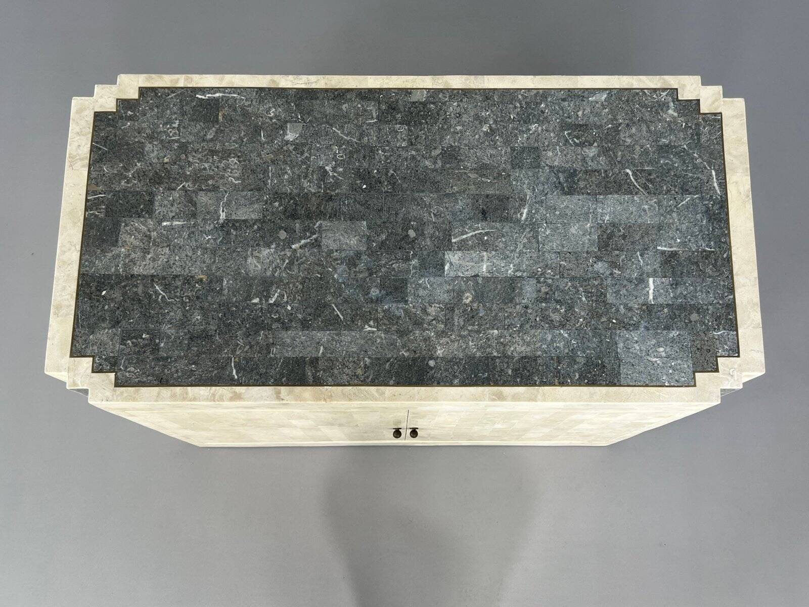 Vintage stone and brass marquetry sideboard, 1980s