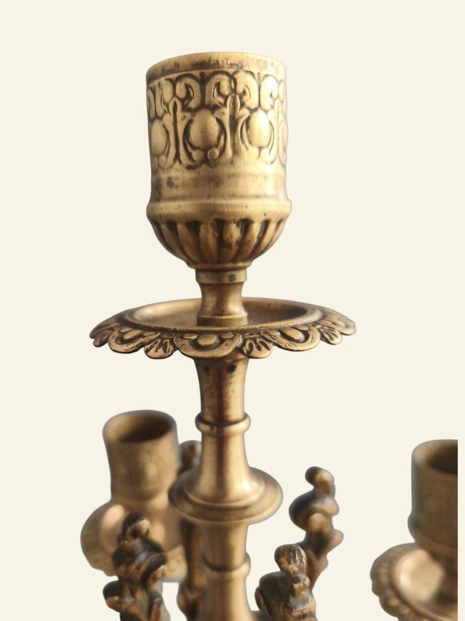Pair of table candelabra in marble and bronze, Napoleon III style.