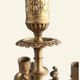 Pair of table candelabra in marble and bronze, Napoleon III style.
