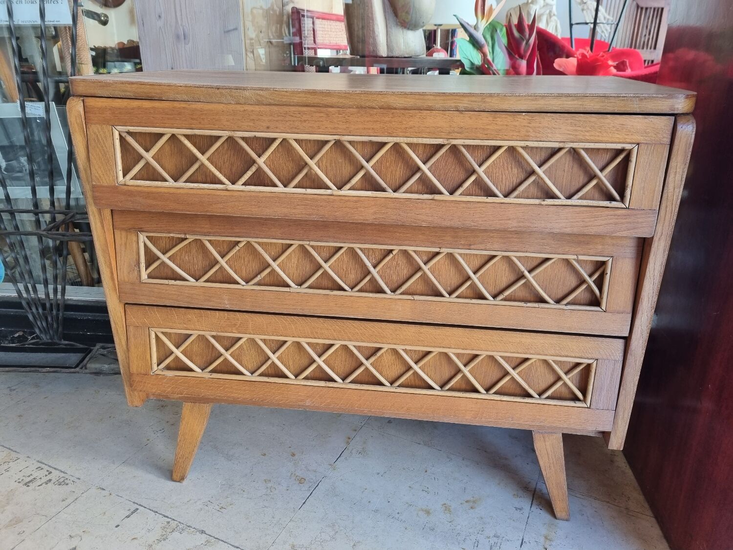 Commode rotin de 1970