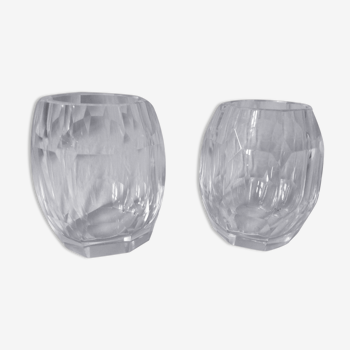 Paire de petit vases en cristal taillé art déco