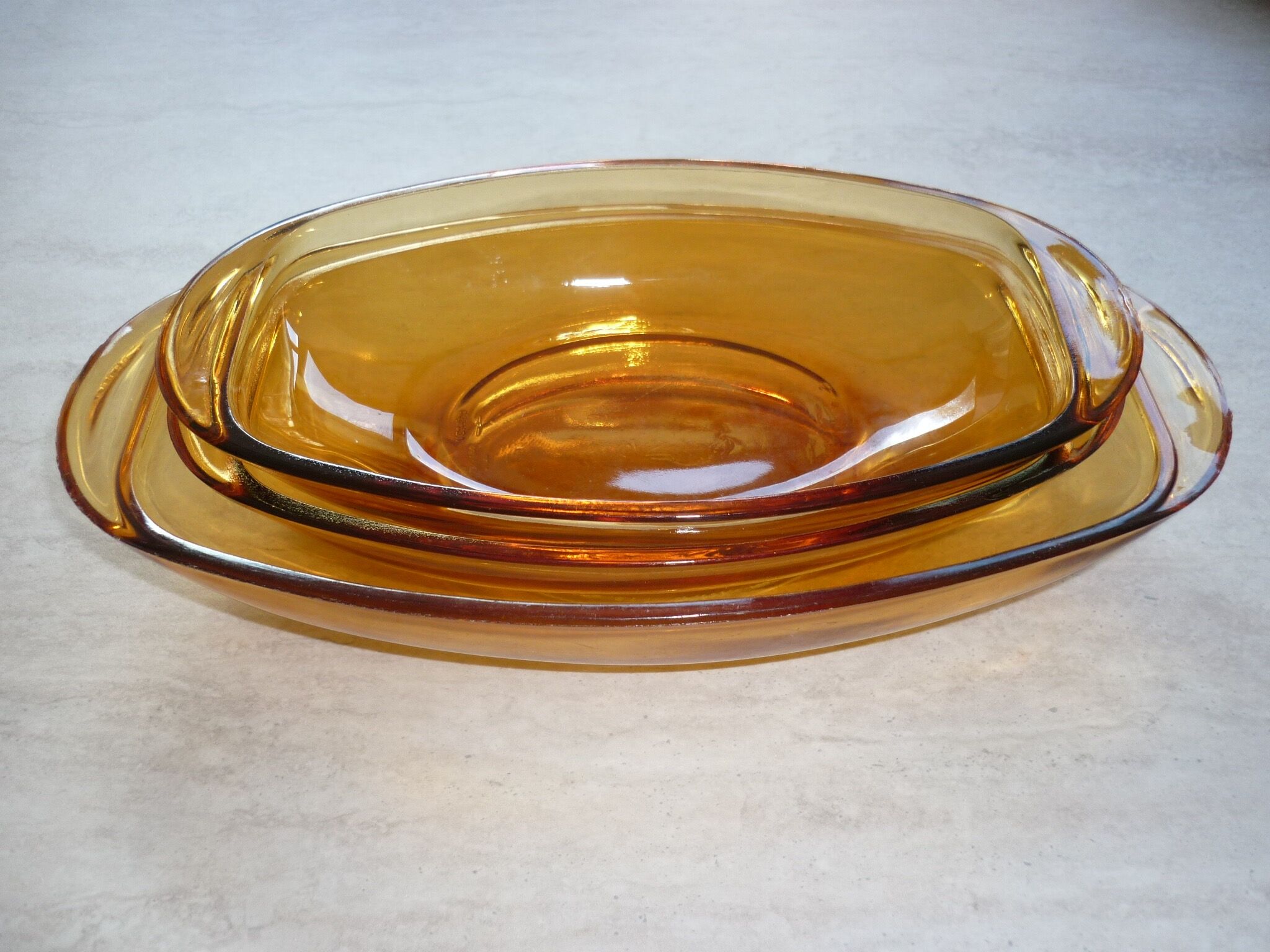 Set of 3 ramekins in amber glass vereco