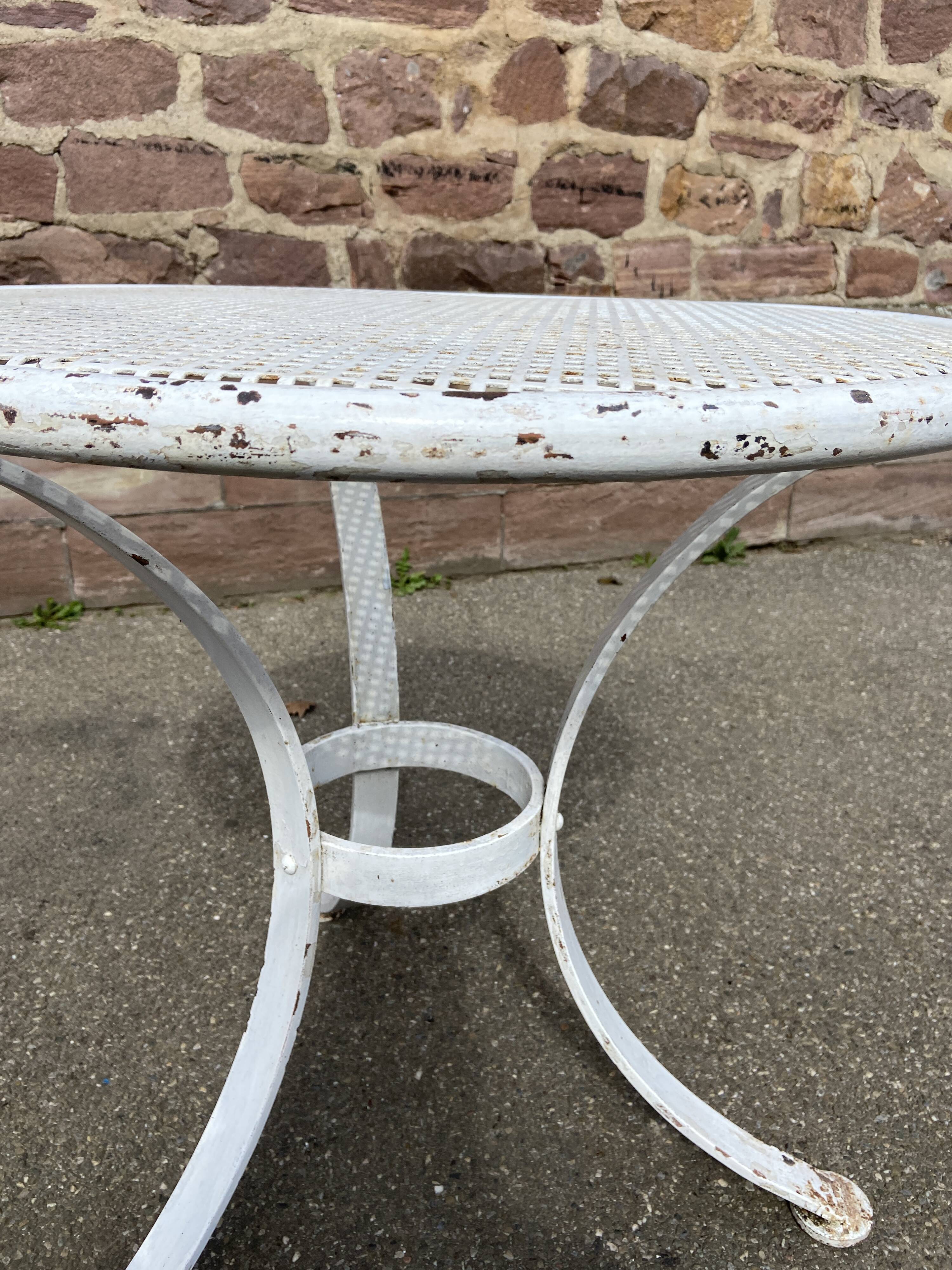 Pedestal table metal garden bistro 1950 vintage