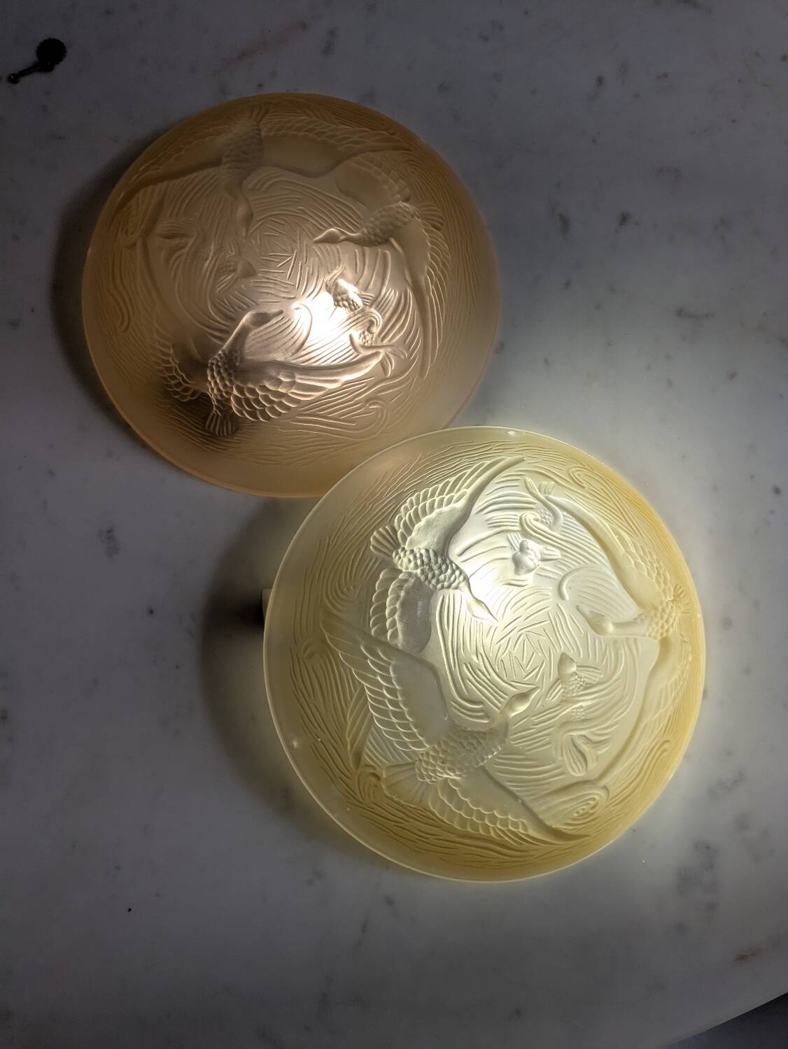 Art Deco pendant light duo