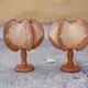 Pair of Scandinavian vintage wood and wire bedside lamps