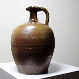 Ancient cruche from the 19th-20th century, artisanal glazed stoneware from Puisaye.