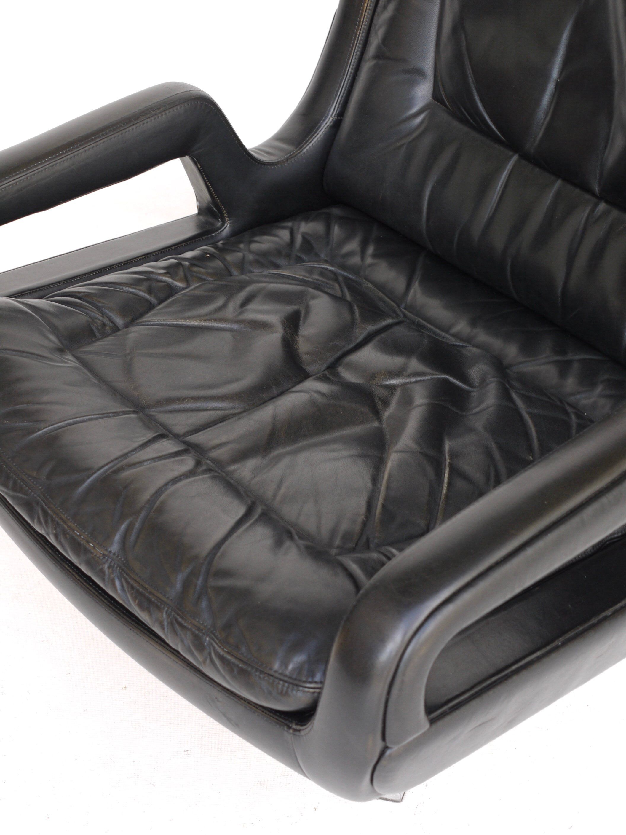 Leather Swivel Lounge Chair. 1960s