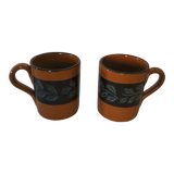 2 glazed terracotta mugs