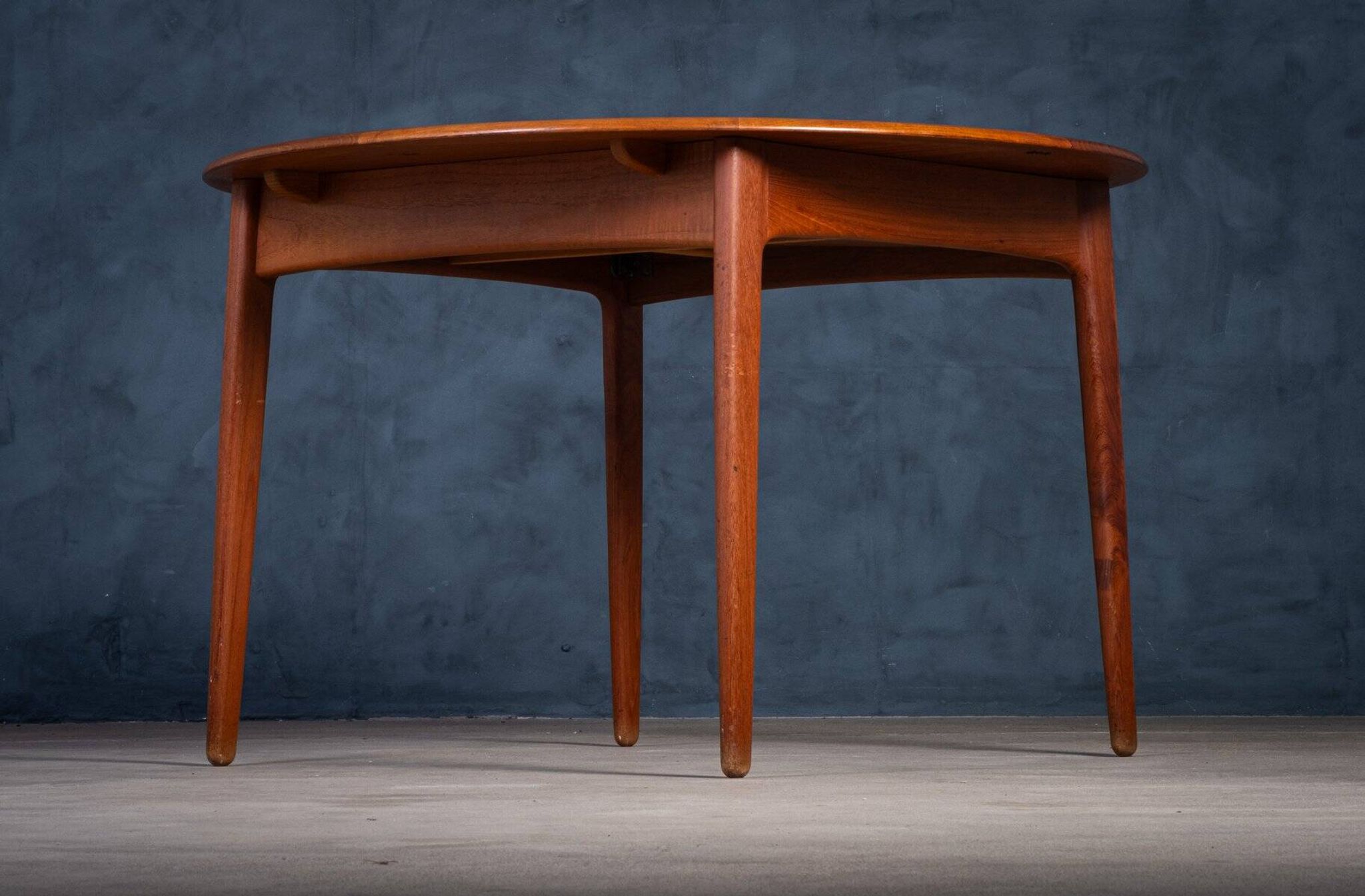 Round Teak Dining Table with Butterfly Extension by Svend Aage Madsen for K. Knudsen, 1960s