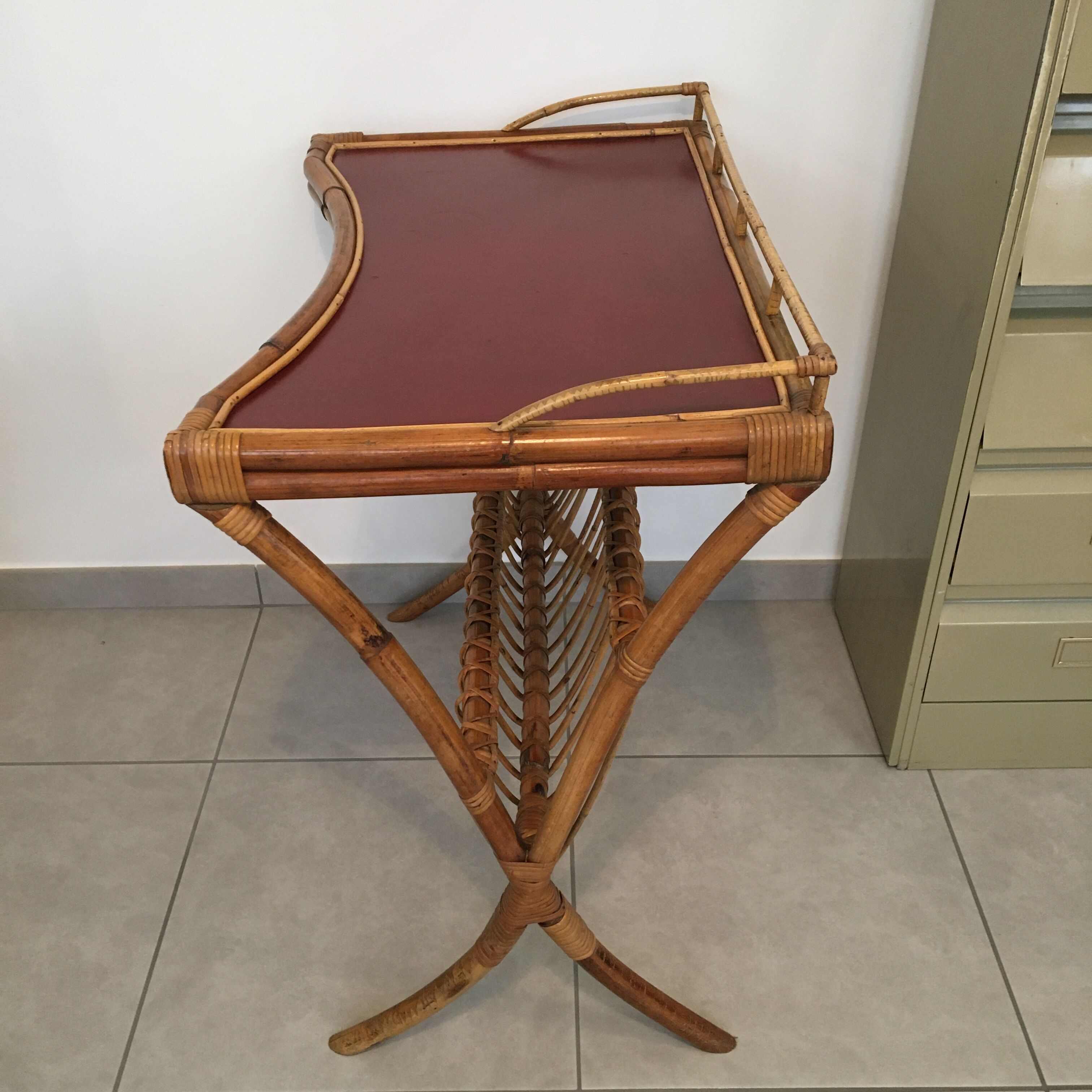 Rattan and leather booster desk