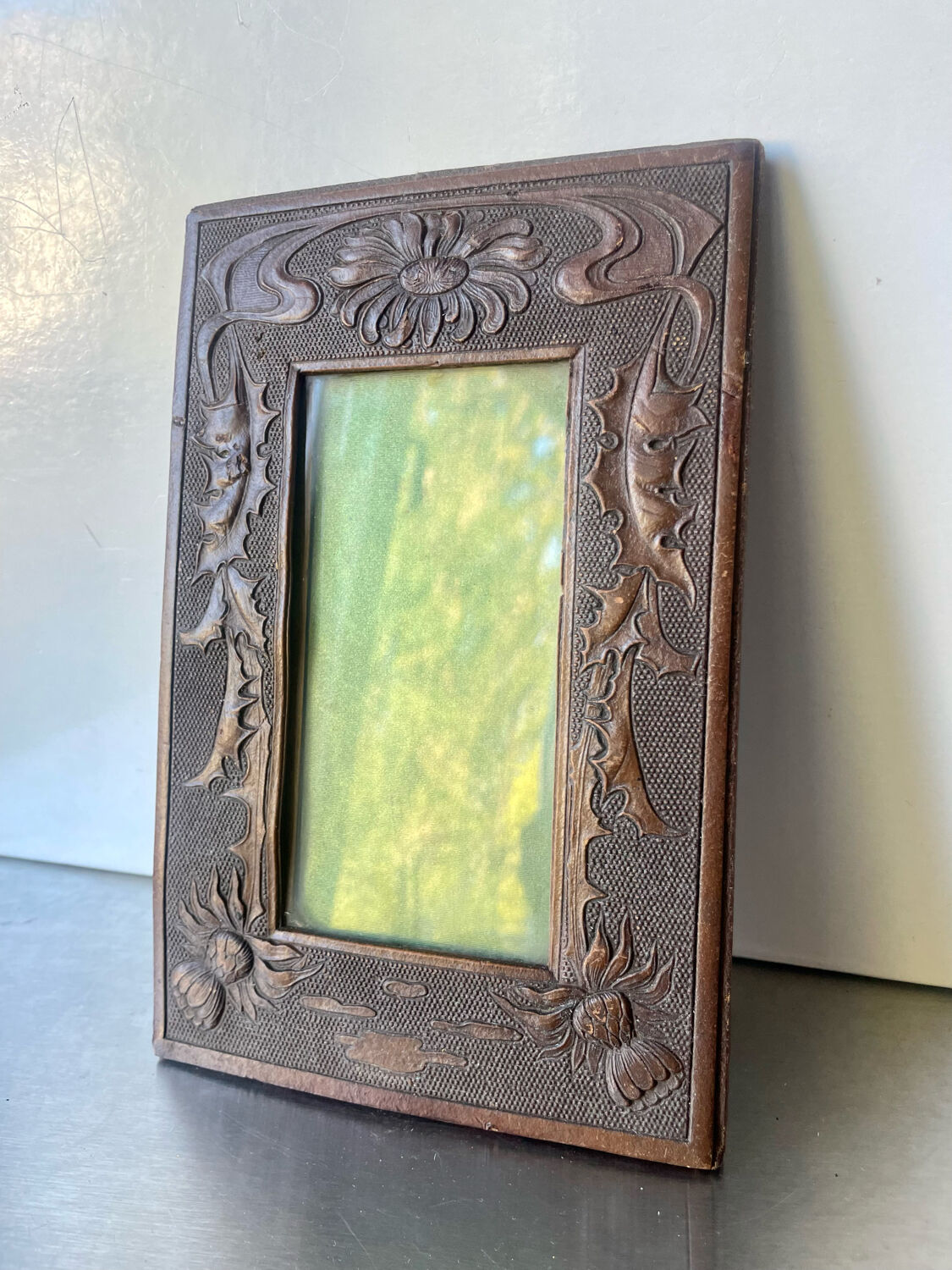 Art nouveau frame carved wood