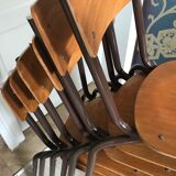 Lot of six vintage school chairs