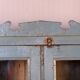 Old art deco display case in original Burmese teak with gray-blue patina