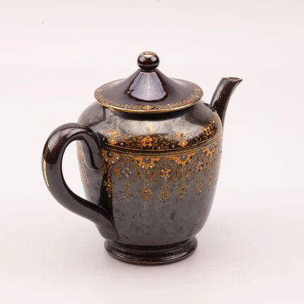 Coffee or tea service Sarreguemines Rockingham black and gold - 26 pieces