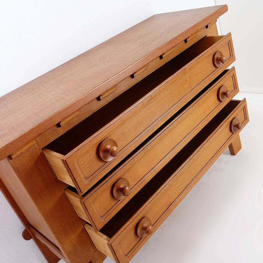 Three-drawer chest of drawers in the style of Guillerme and Chambron - 1960s