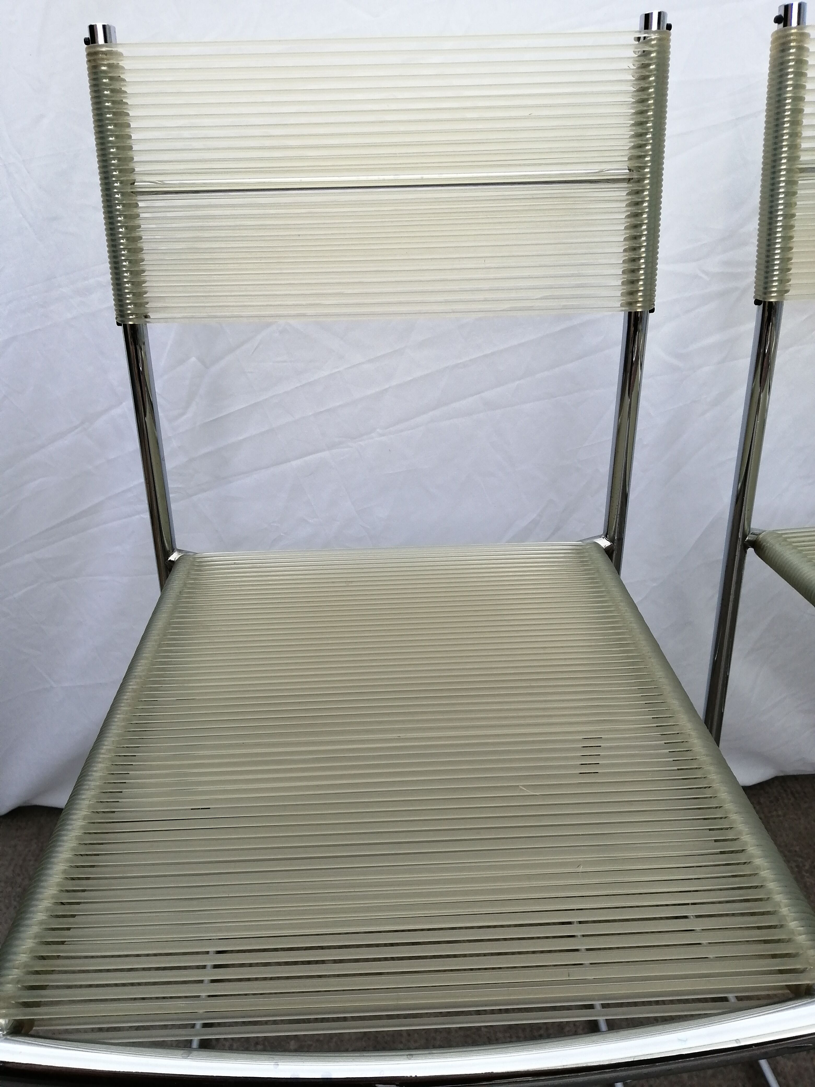 Set of 6 chrome spaghetti chairs model 101 of Belotti for Alias of the 70s-80s