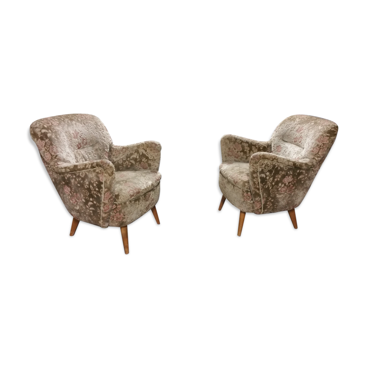 Pair of armchairs flower 50s