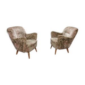 Paire de fauteuils à - fleurs