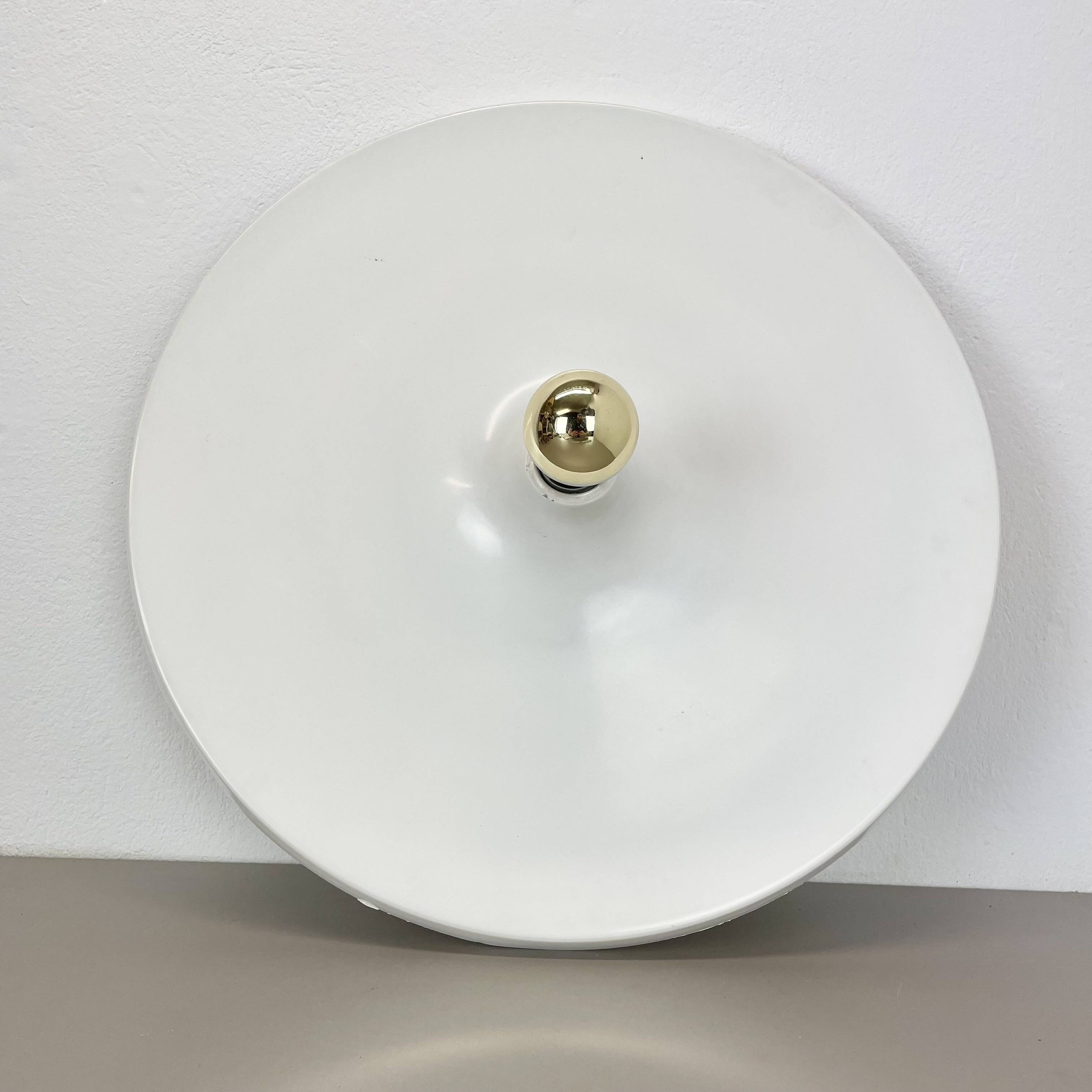 Rare white 52cm Disc Wall Light by Honsel, Germany 1970s