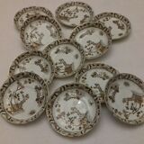 Lot de 11 assiettes  et 11 coupelles en faïence modèle Nankin