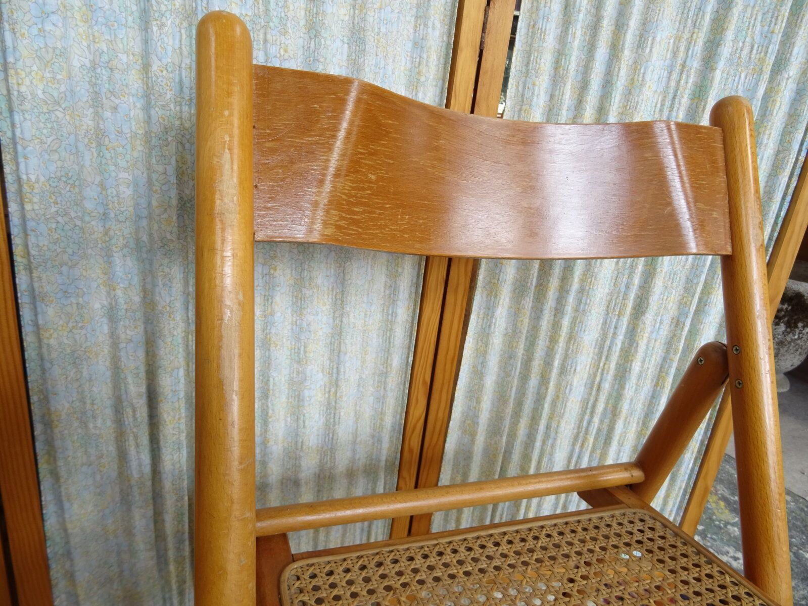 Pair of canned folding chairs