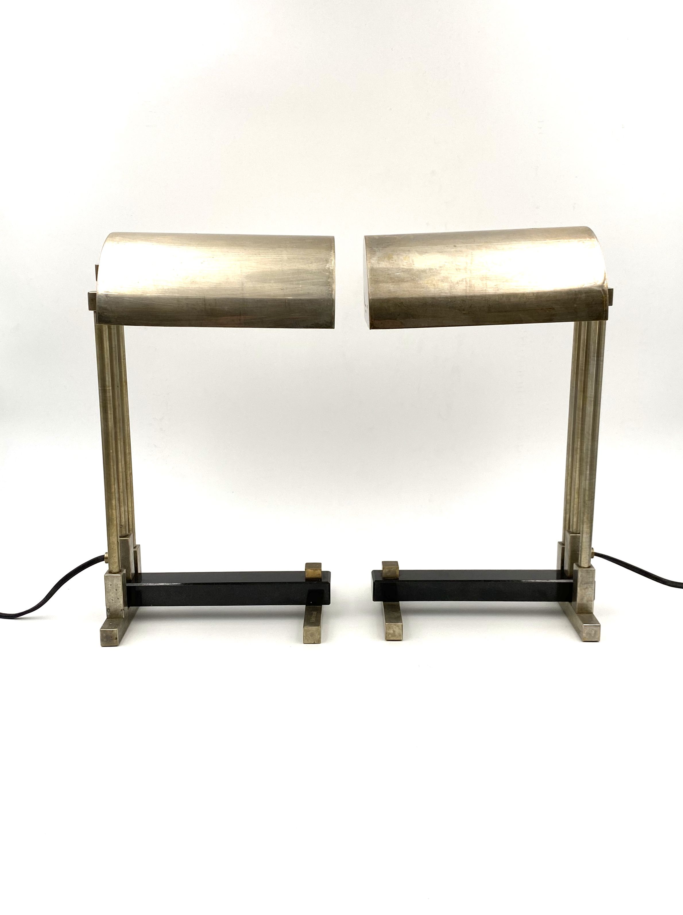 Diamant Art Studio Pair of Bauhaus cubist shaped Lamps. Marked 'New York 1938' & Numbered