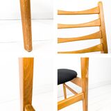Set of 6 Mid Century Wooden Chairs Danish Design Bar Chair Vintage Black Upholstery MCM Re