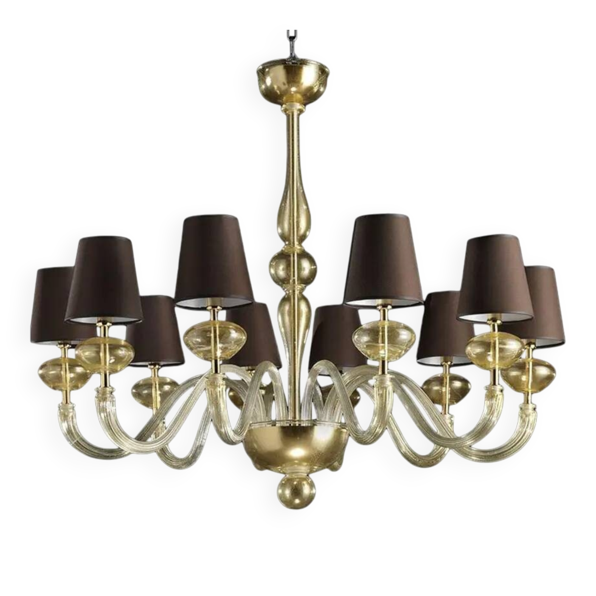 Modern Gold Murano Glass Chandelier in Contemporary Style