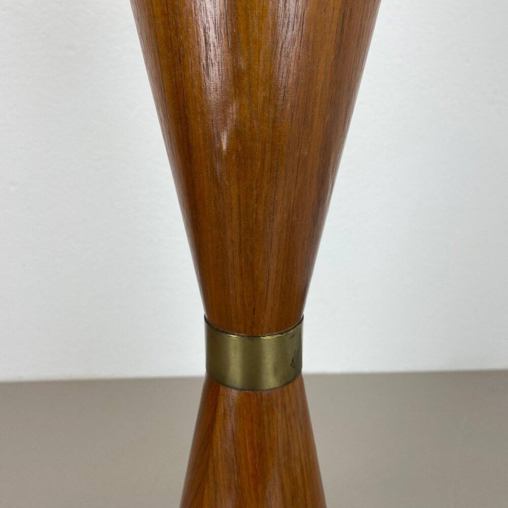 Minimalist diabolo plant stand in metal & walnut, Italy, 1950s