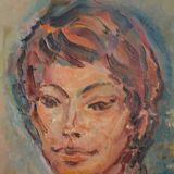 Portrait by Henri Zayan, HST painting, French school, mid-20th century.