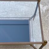End table in bronze and black opaline glass