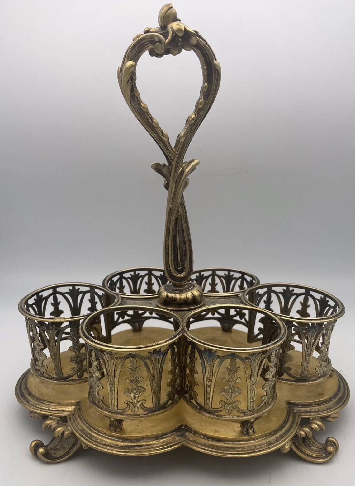 Serviteur plateau pour verre en métal doré, orfèvrerie christofle xixème