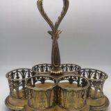 Serviteur plateau pour verre en métal doré, orfèvrerie christofle xixème