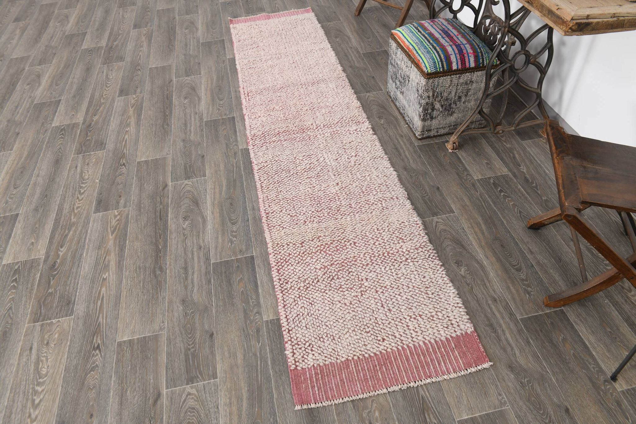 2x10 Rug For Hallway Pink & Beige Turkish Vintage Runner Rug, 61x291Cm SK 34962