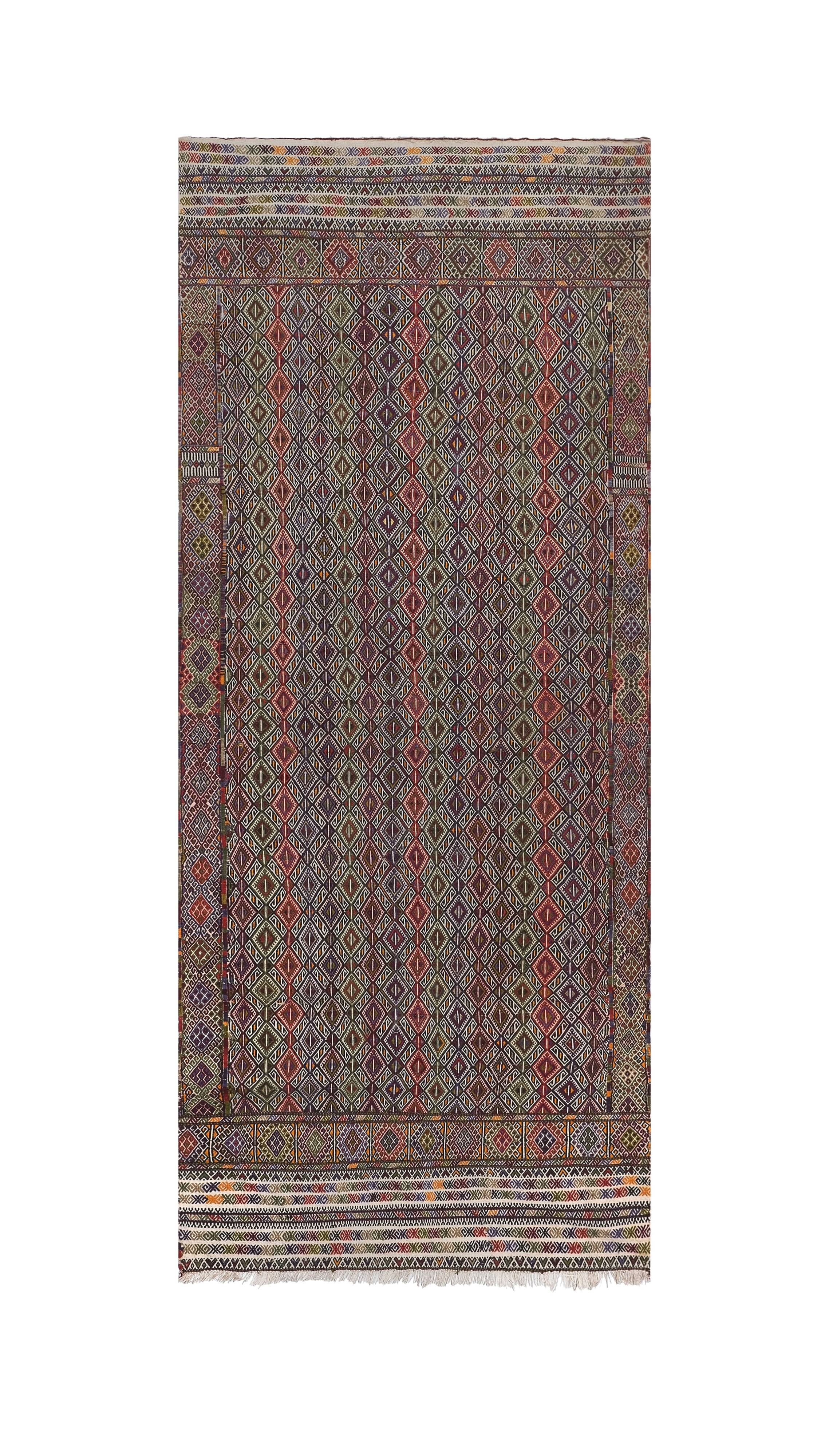 Vintage Turkish Oushak Rug Handwoven 141x356 cm