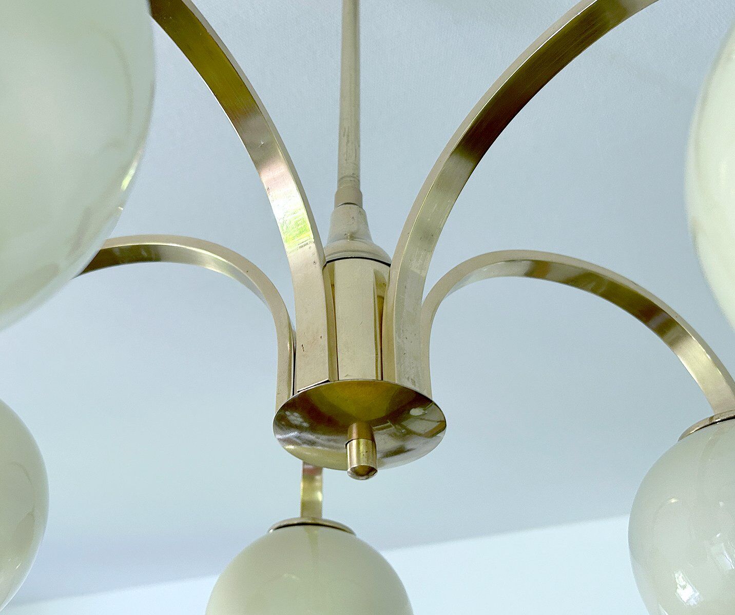 Mid Century Glass Pendant Light, 1950s
