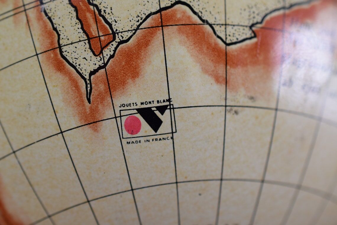 Greenhouse book vintage globes world map toys mont blanc