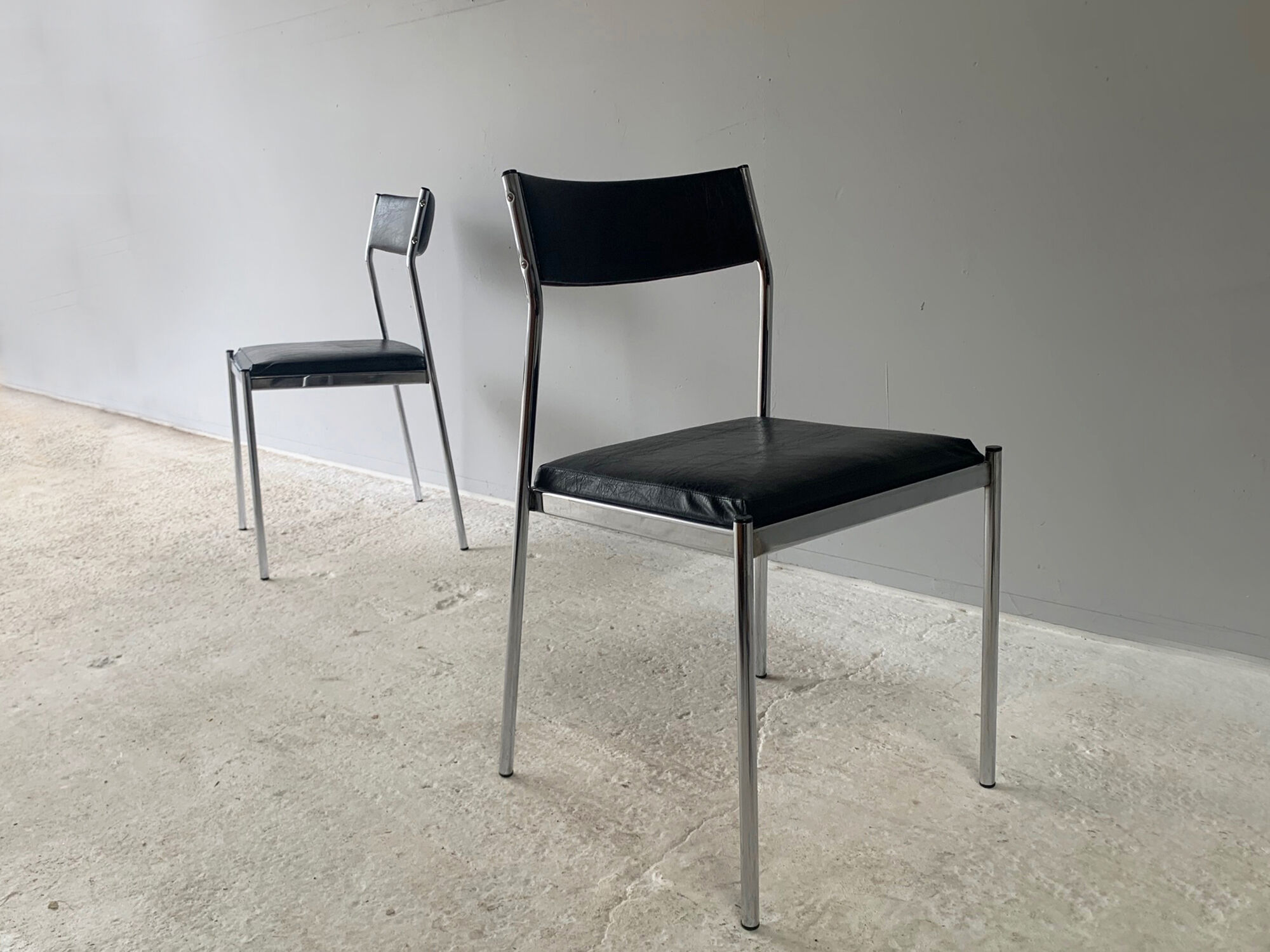 4 1960’s Belgian mid century leatherette dining chairs by ‘Tavo’