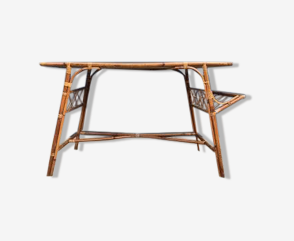 Bureau vintage en rotin et osier